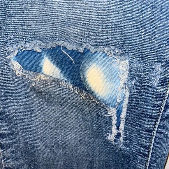 Pilcro and the Letterpress Slim Boyfriend Denim Jeans Distressed w/ Patching 32 - Picture 6 of 12